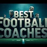 A group of five football coaches are shown against a football field background, suggesting a compilation of the best coaches in the sport.